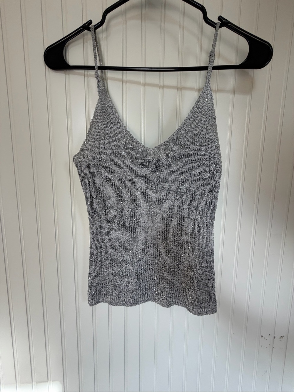 White Fox Boutique Silver Sequin V-Neck Cami